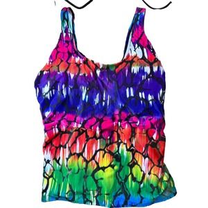Woman Within Women's Plus Size Classic Tankini Top With Boy Shorts Bottoms Sz 3X